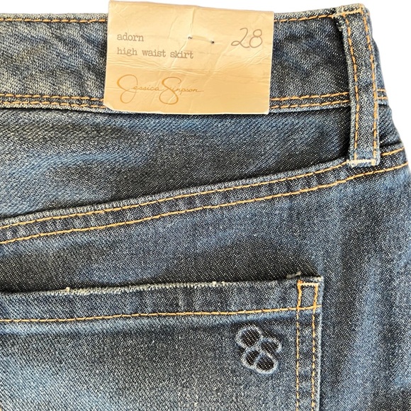 Jessica Simpson Adorn High Rise Distressed Denim Skirt  Size 28 - Picture 3 of 10